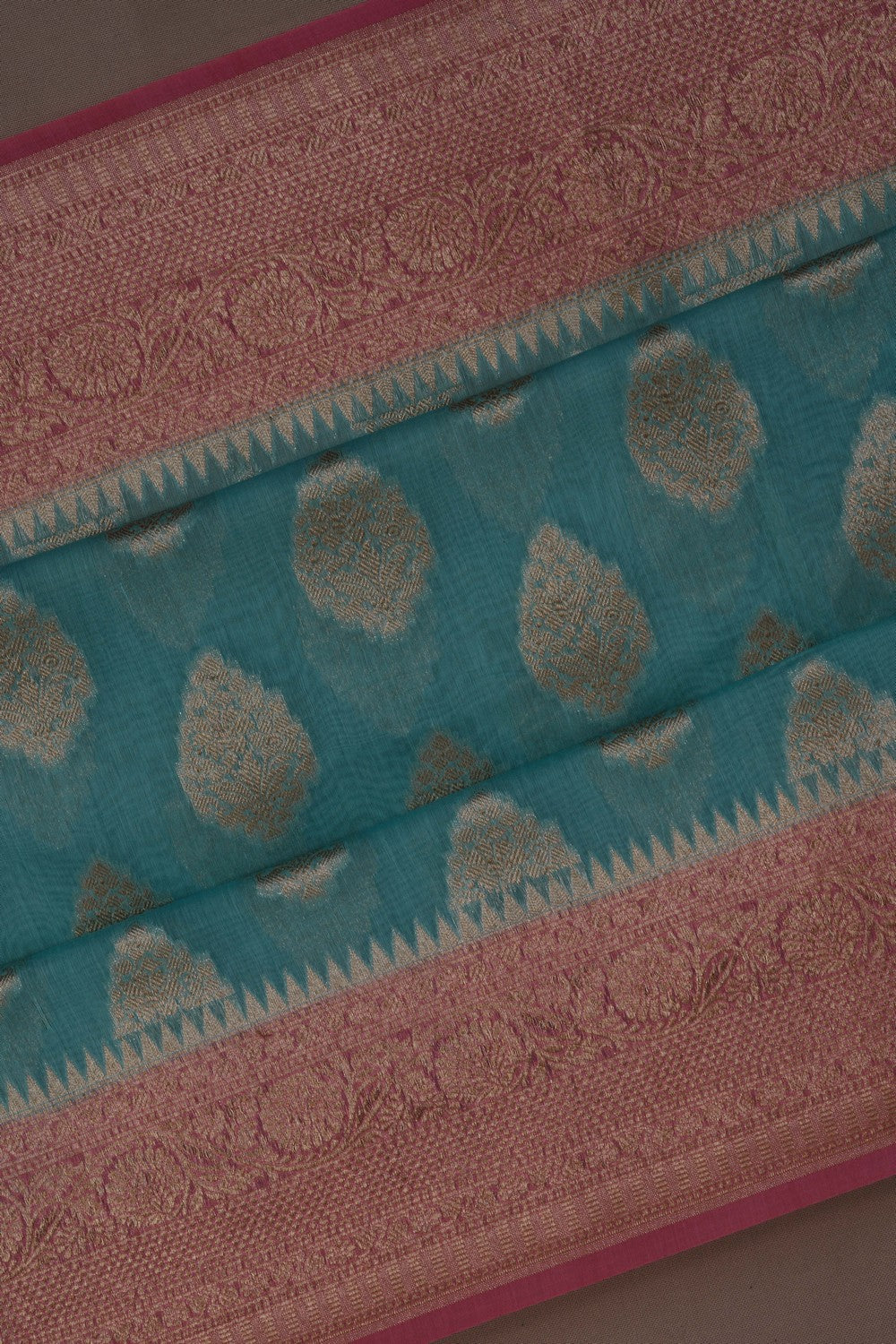 Image of Banarasi Cotton Silk Ice Blue Saree