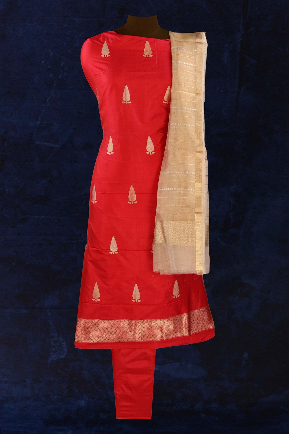 Banarasi Katan Silk Unstitched Suit (3 Pcs Set)