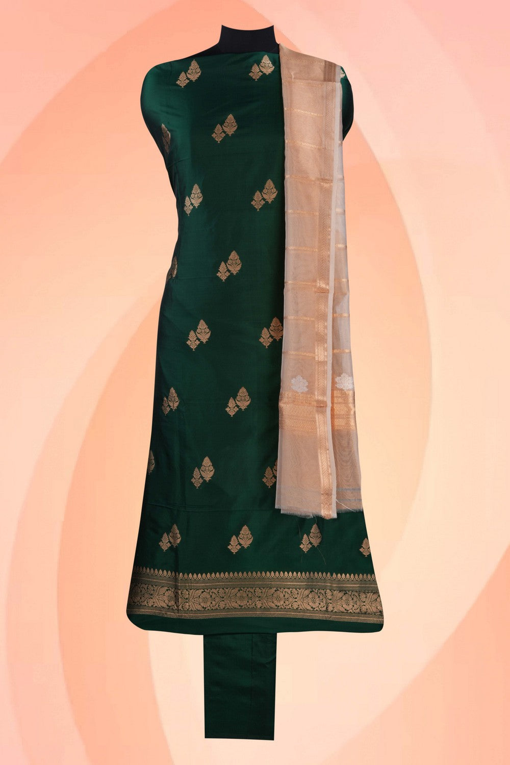 Banarasi Katan Silk Unstitched Suit (3 Pcs Set)