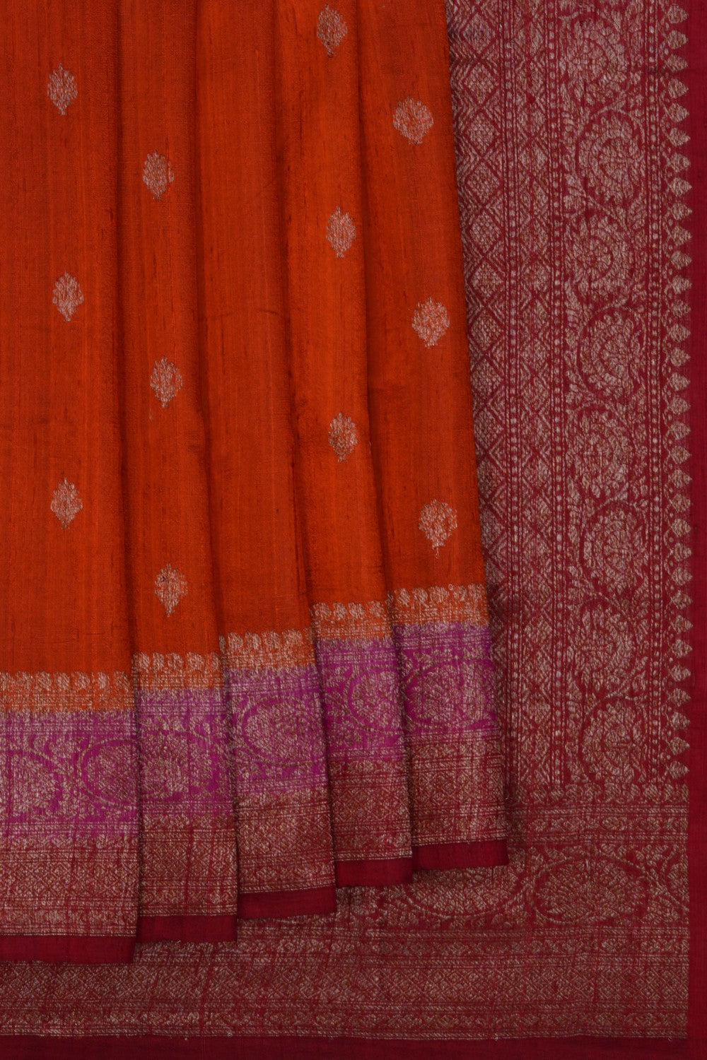 Image of Banarasi Dupion Silk Orange Saree