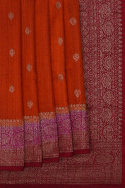 Image of Banarasi Dupion Silk Orange Saree