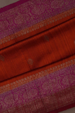 Image of Banarasi Dupion Silk Orange Saree