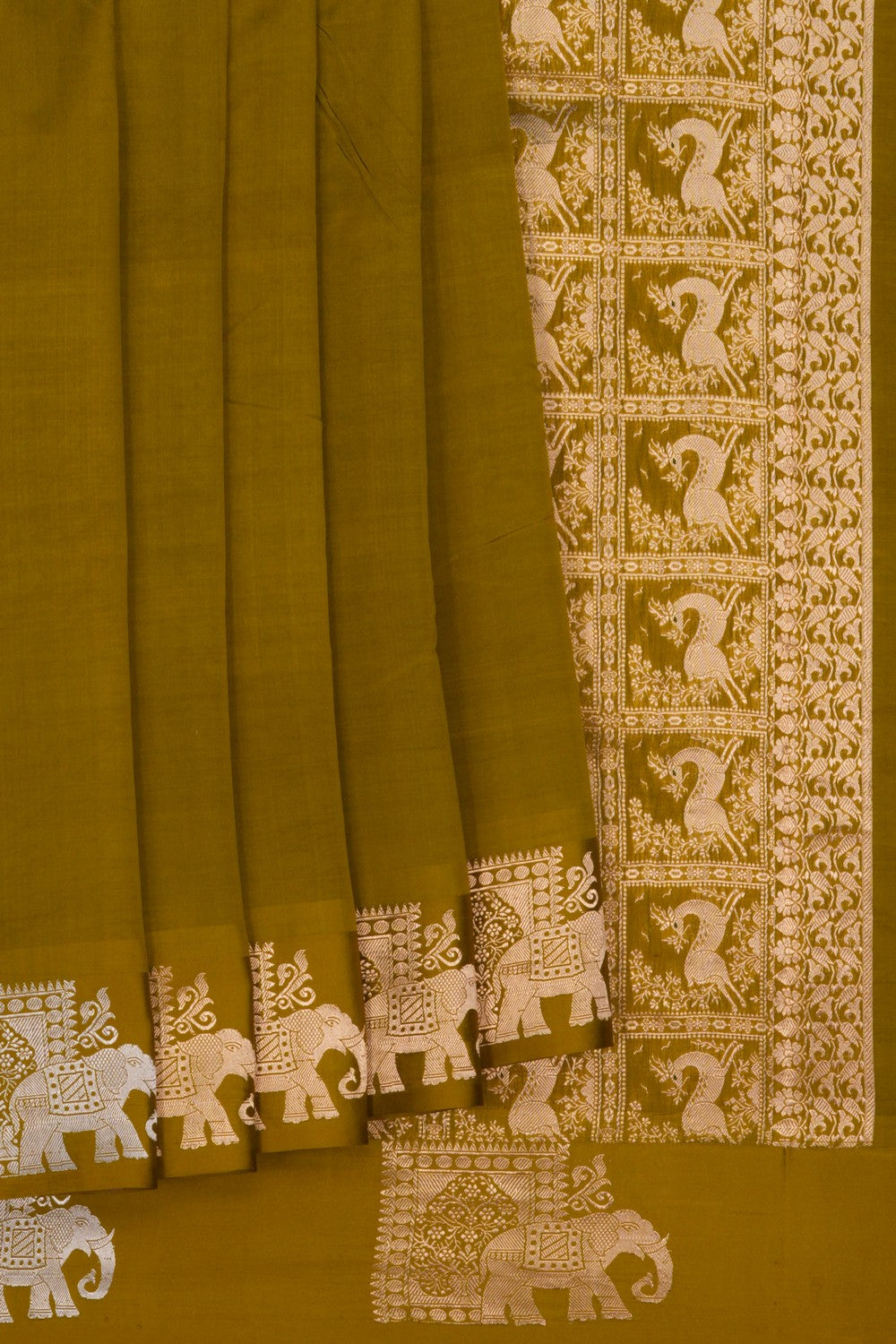 Image of Banarasi Silk Moss Green Saree