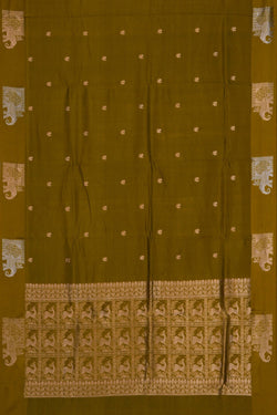 Image of Banarasi Silk Moss Green Saree