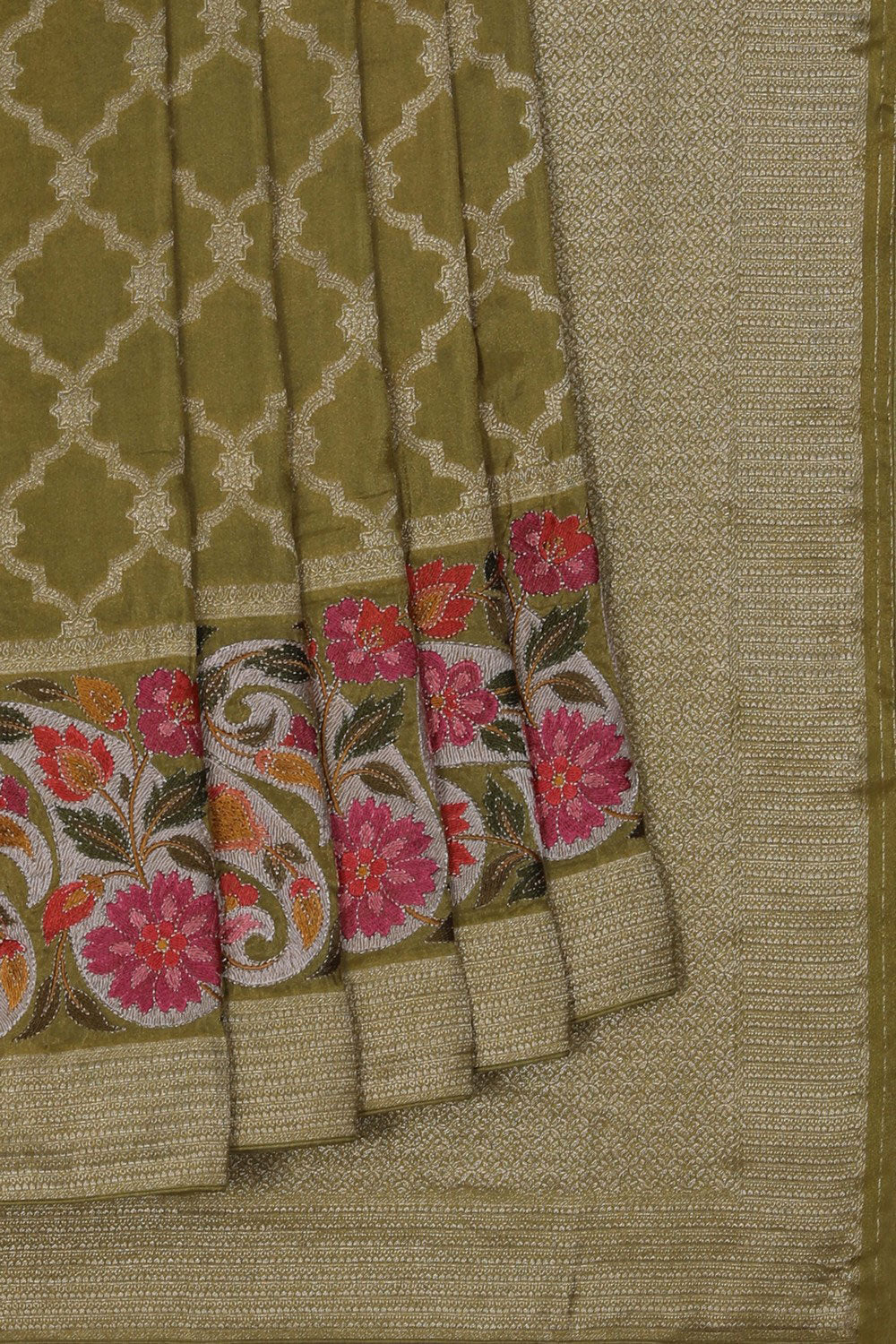 A Tissue Embroidery Saree