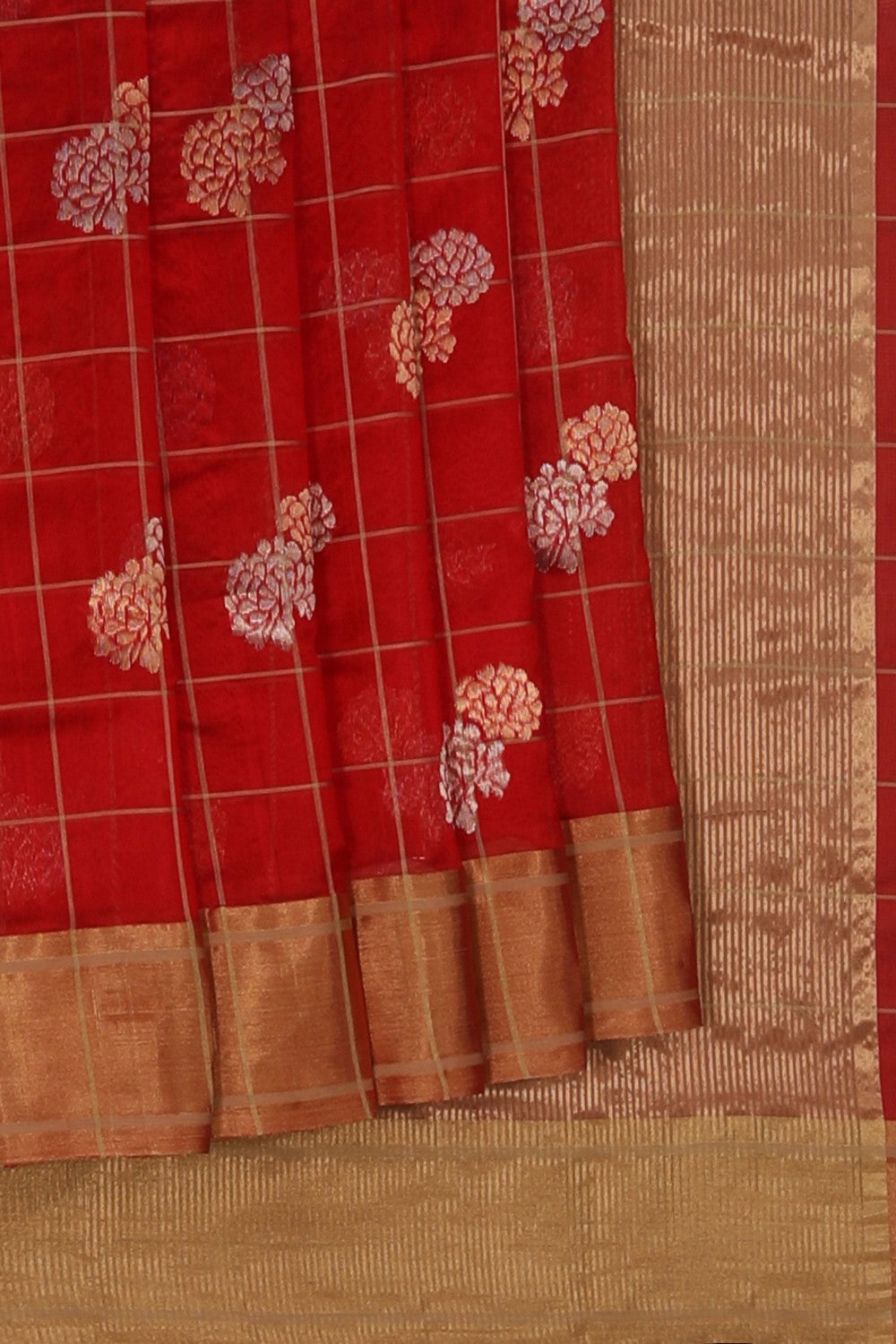 Image of Chanderi Silk Red Saree