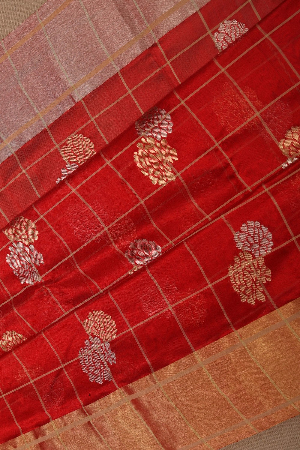Chanderi Silk Red Saree