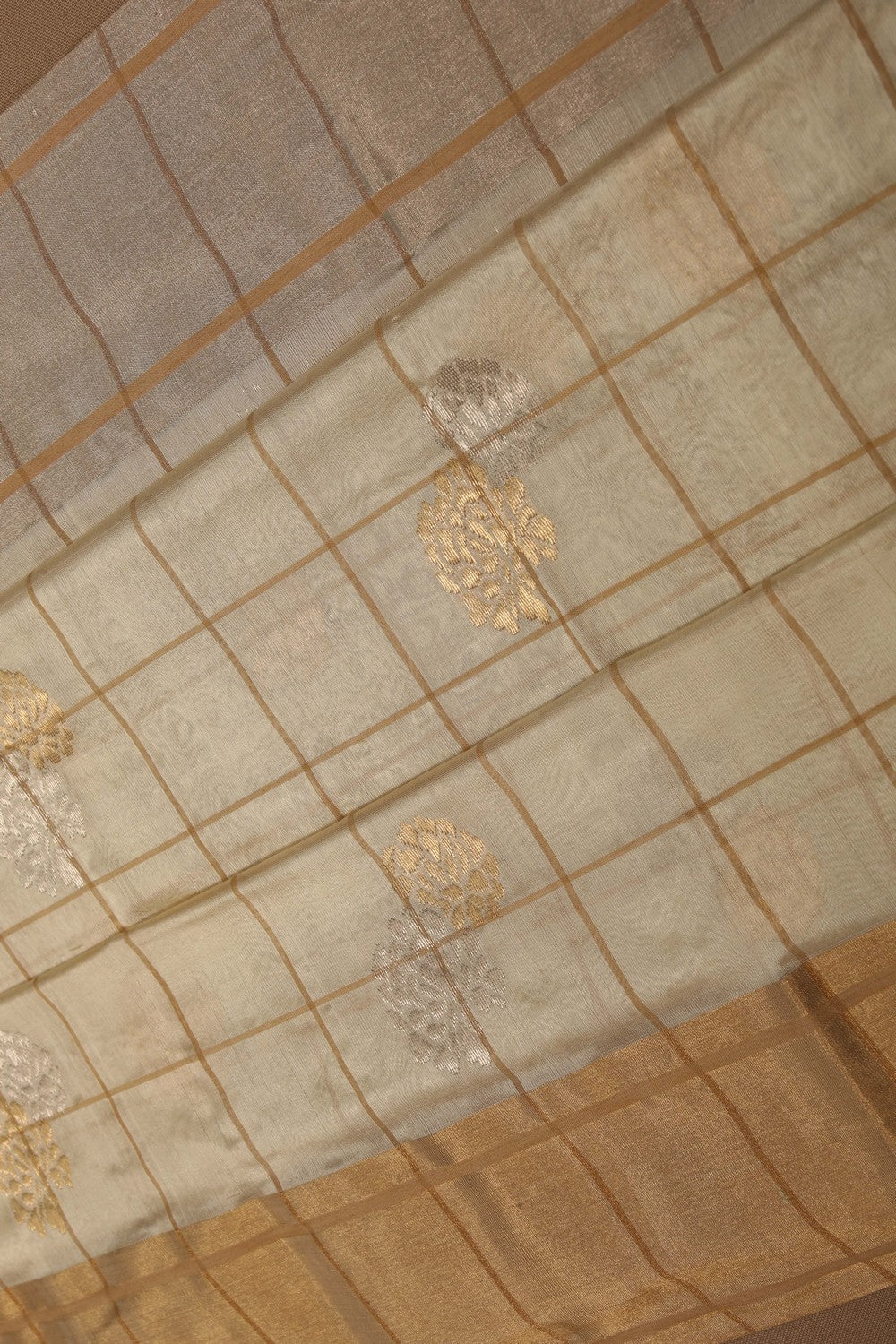 Image of Chanderi Silk Off-White Saree