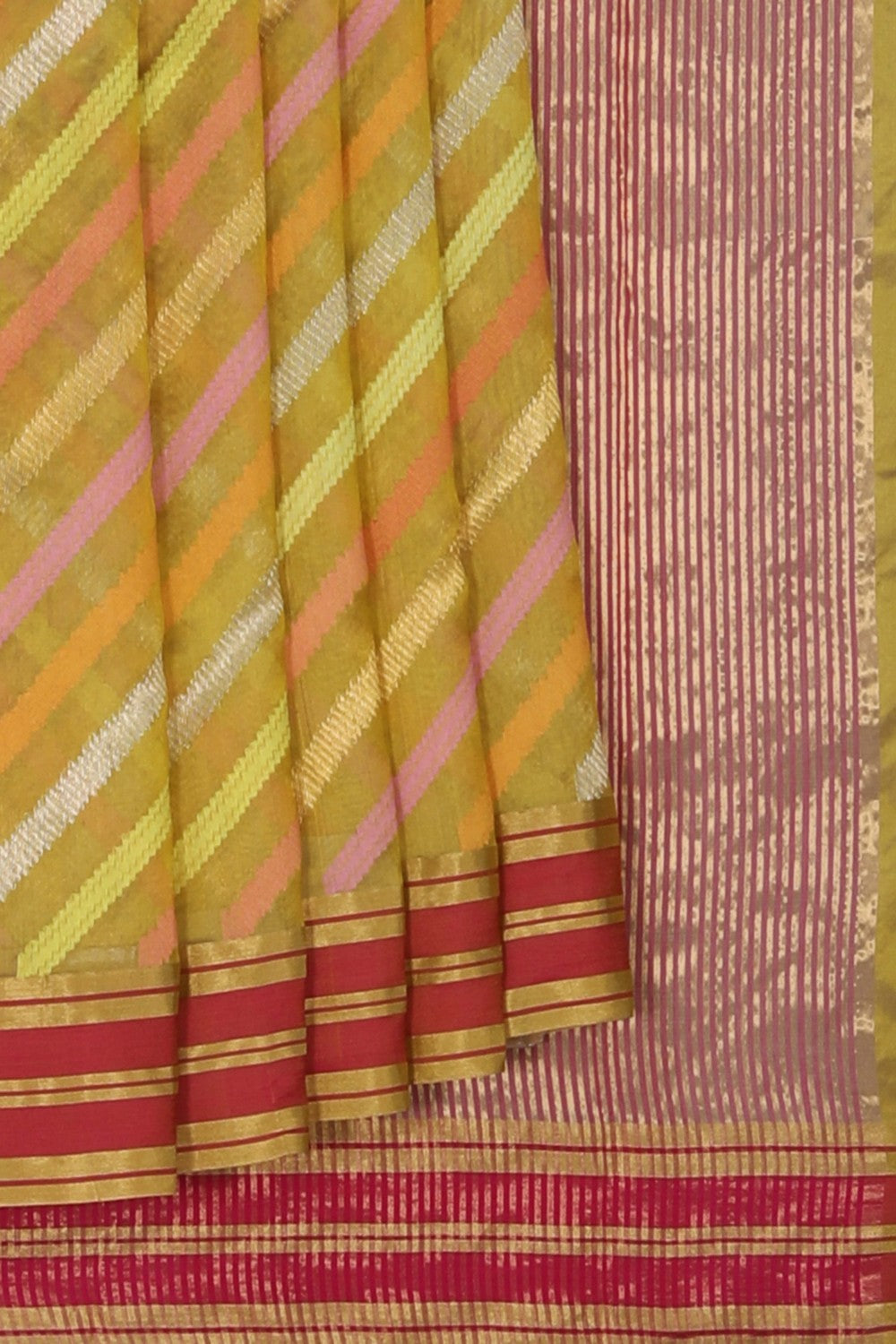Image of Chanderi Silk Gold-Yellow Saree