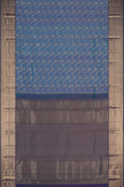 Image of Kanchipattu Brocade Smoky Blue Saree