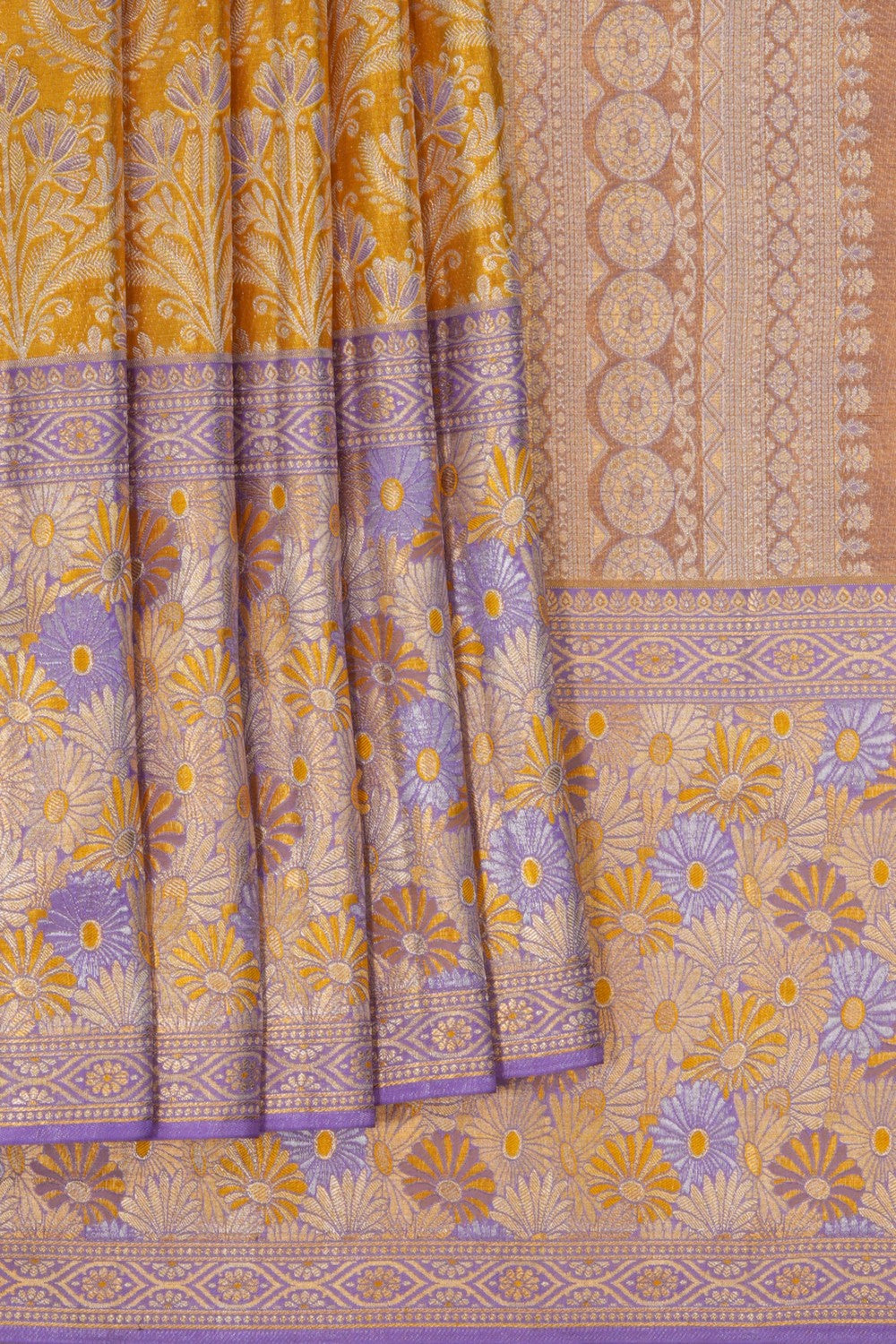 Kanchipattu Tissue Brocade Gold Saree