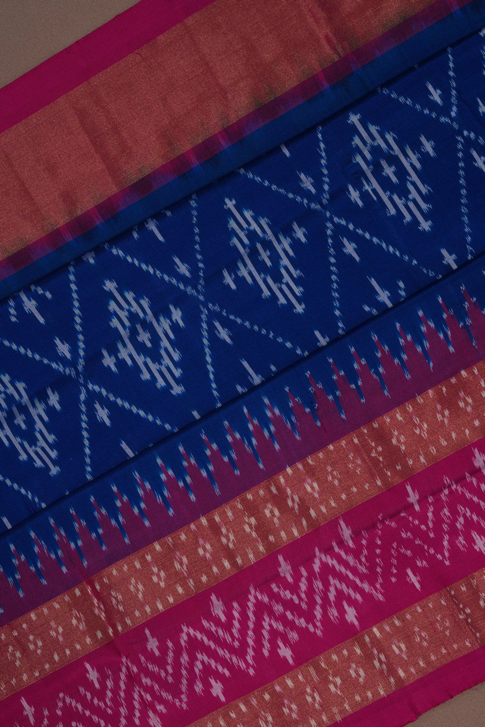Image of Pochampally Ikat Silk Indigo Blue Saree