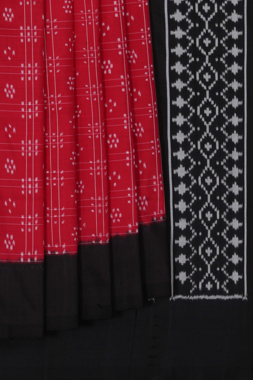 Pochampally Ikat Silk Red Saree