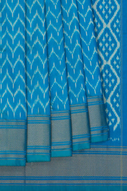 Image of Pochampally Ikat Silk Blue Saree
