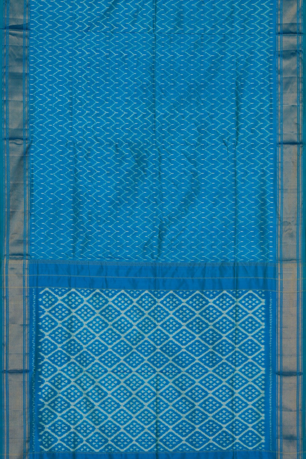 Pochampally Ikat Silk Blue Saree