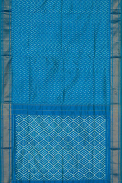 Image of Pochampally Ikat Silk Blue Saree
