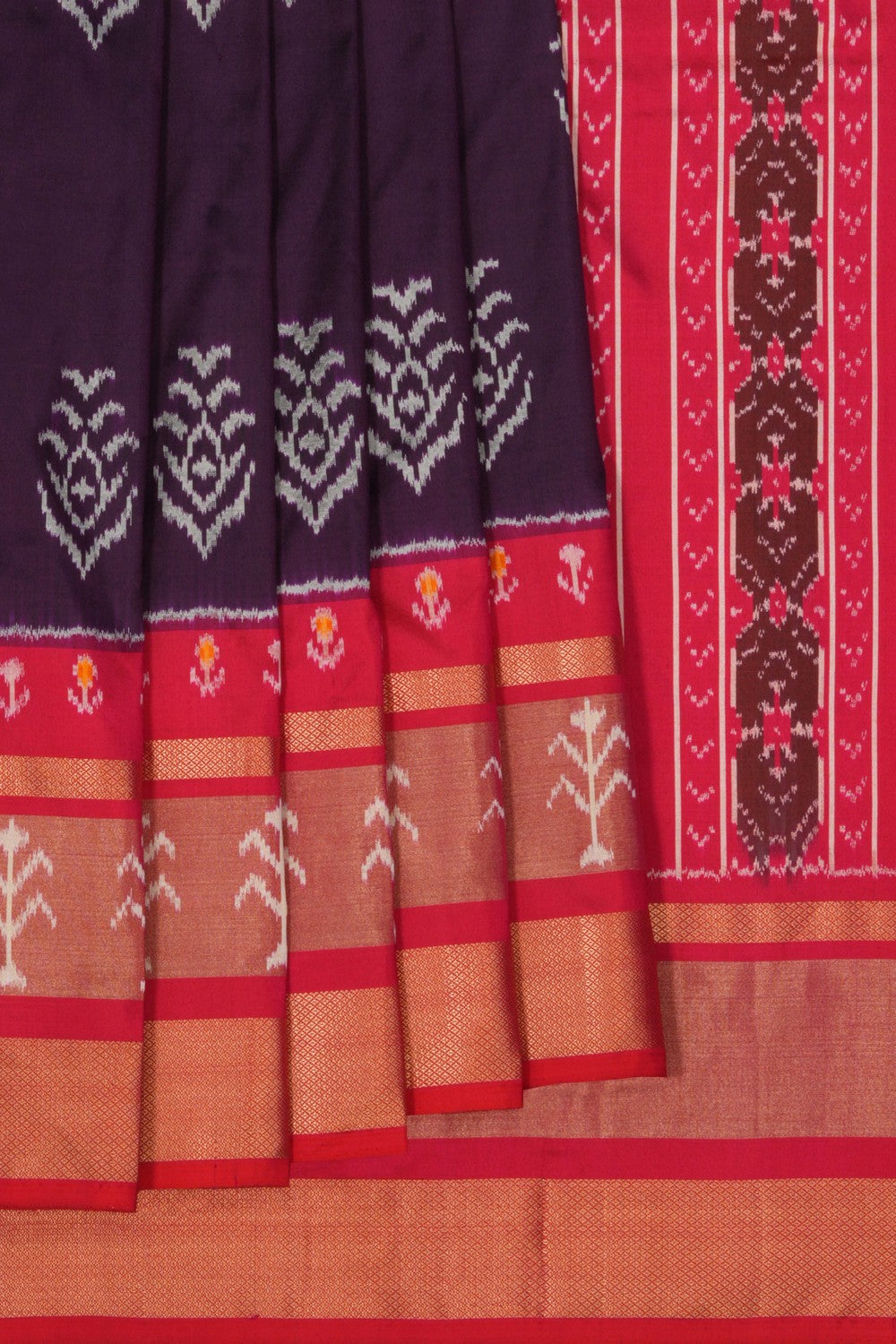 Image of Pochampally Ikat Silk Purple Saree