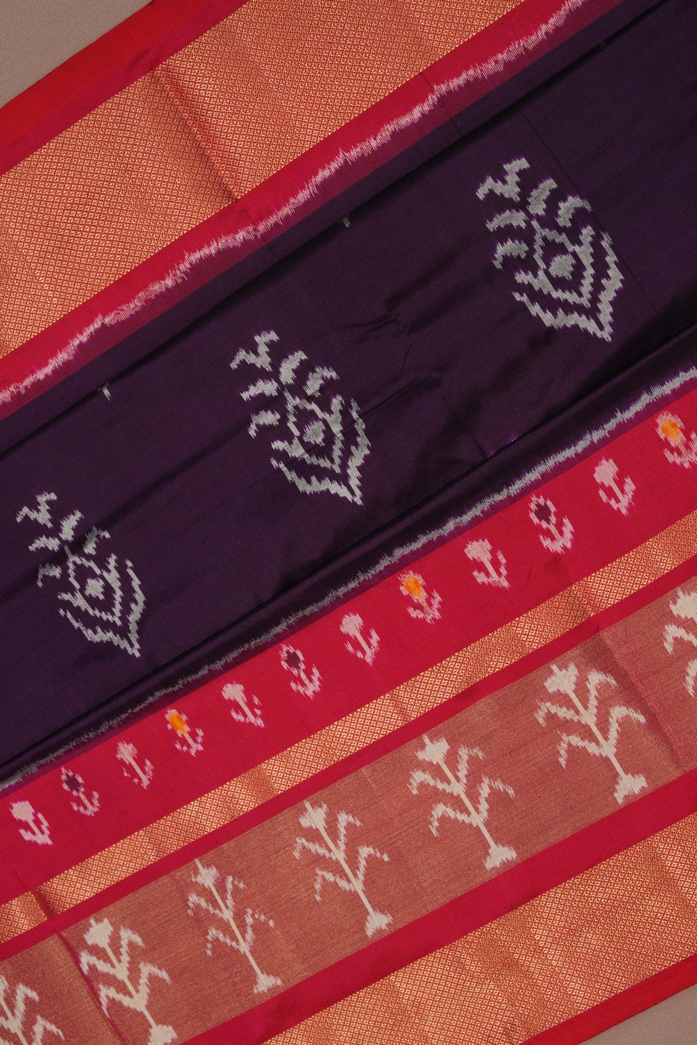Image of Pochampally Ikat Silk Purple Saree