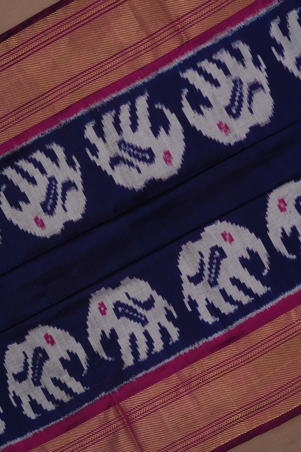 Image of Pochampally Ikat Silk Navy Blue Saree