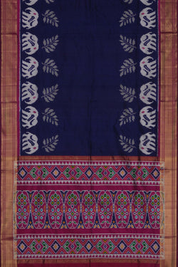 Image of Pochampally Ikat Silk Navy Blue Saree