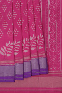Image of Pochampally Ikat Silk Pink Saree
