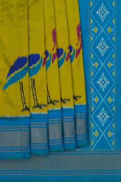 Image of Pochampally Ikat Silk Green Saree