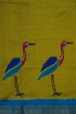 Image of Pochampally Ikat Silk Green Saree