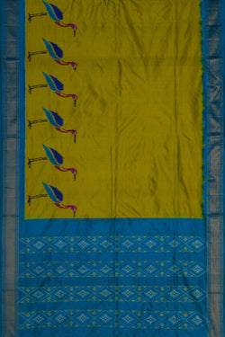 Image of Pochampally Ikat Silk Green Saree