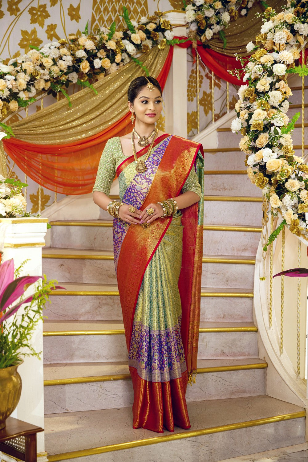 Kanchipattu Brocade Sea Green Saree