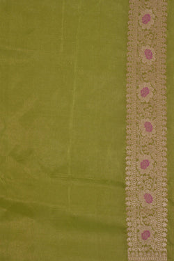 Image of Banarasi Katan Tissue Silk Green Saree