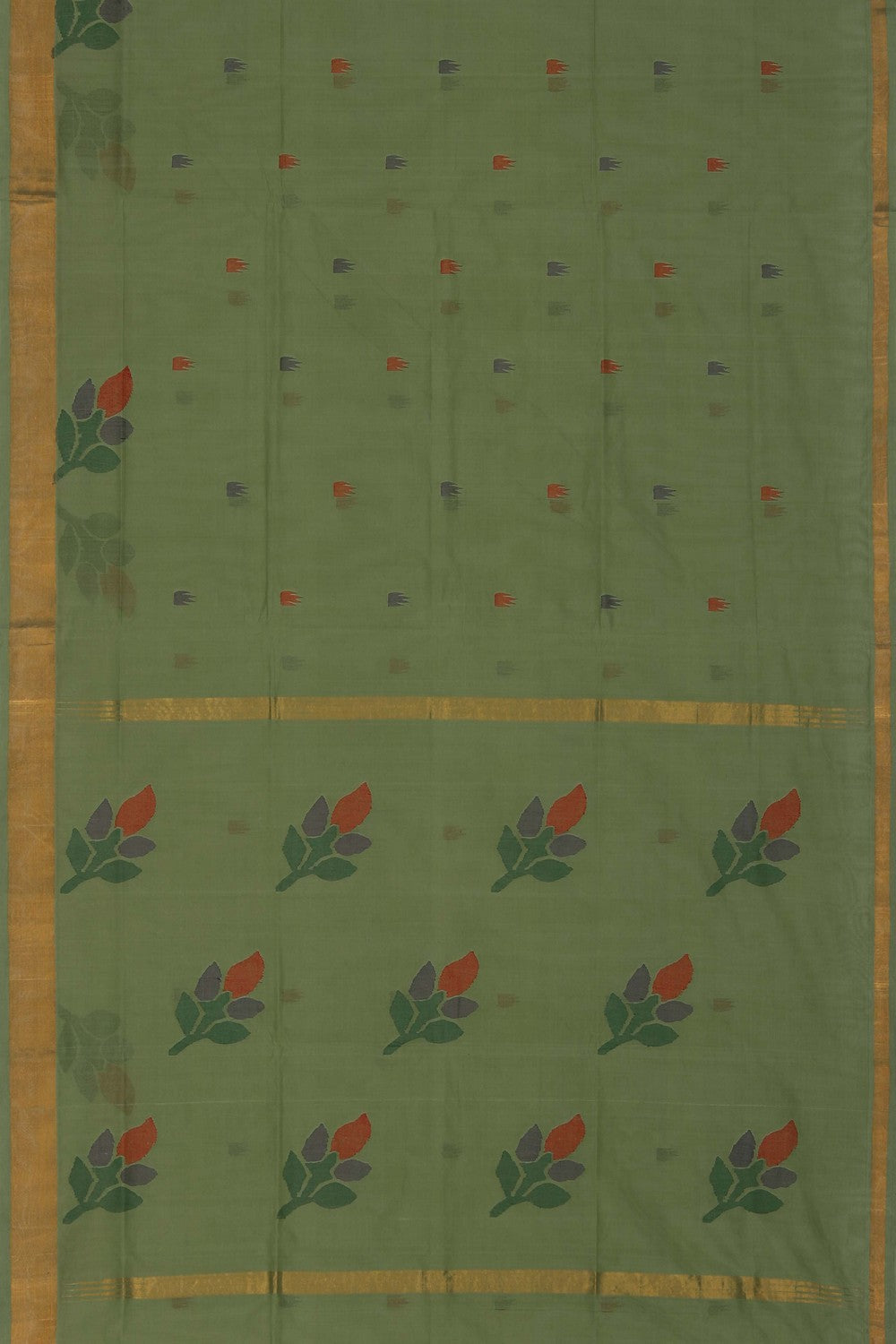 Image of Uppada Cotton Green Saree