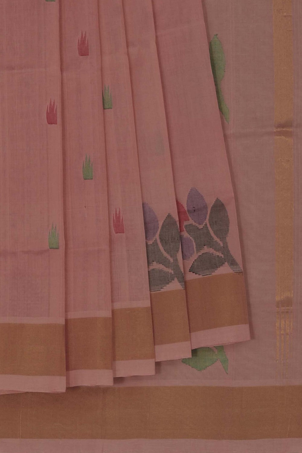 Uppada Cotton Peach Saree