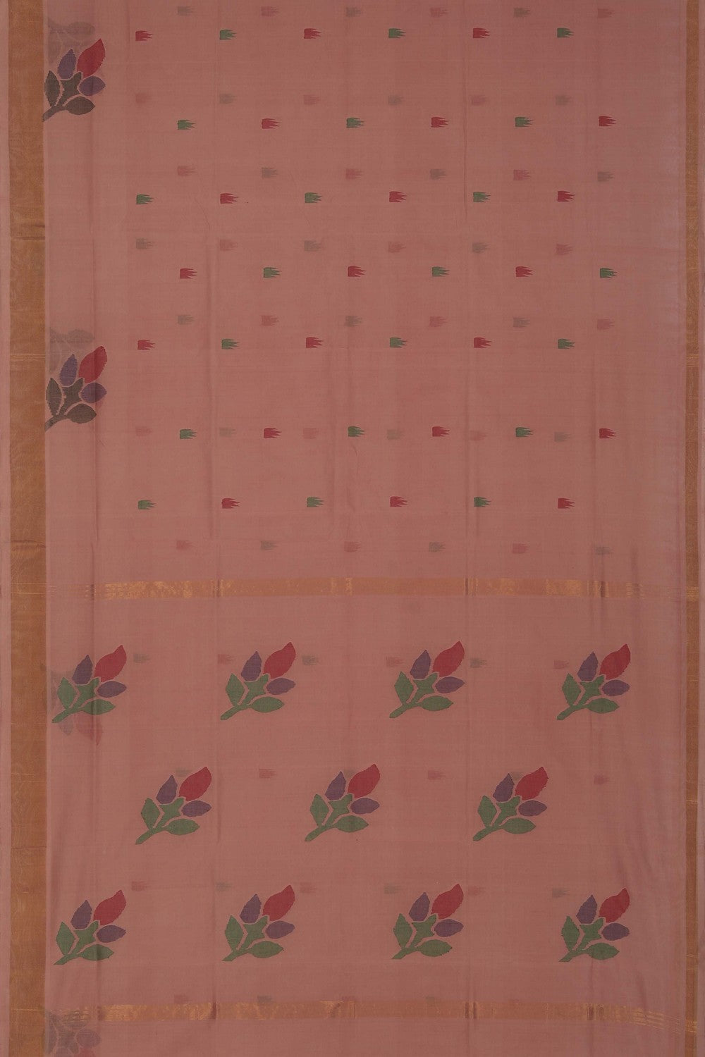 Uppada Cotton Peach Saree