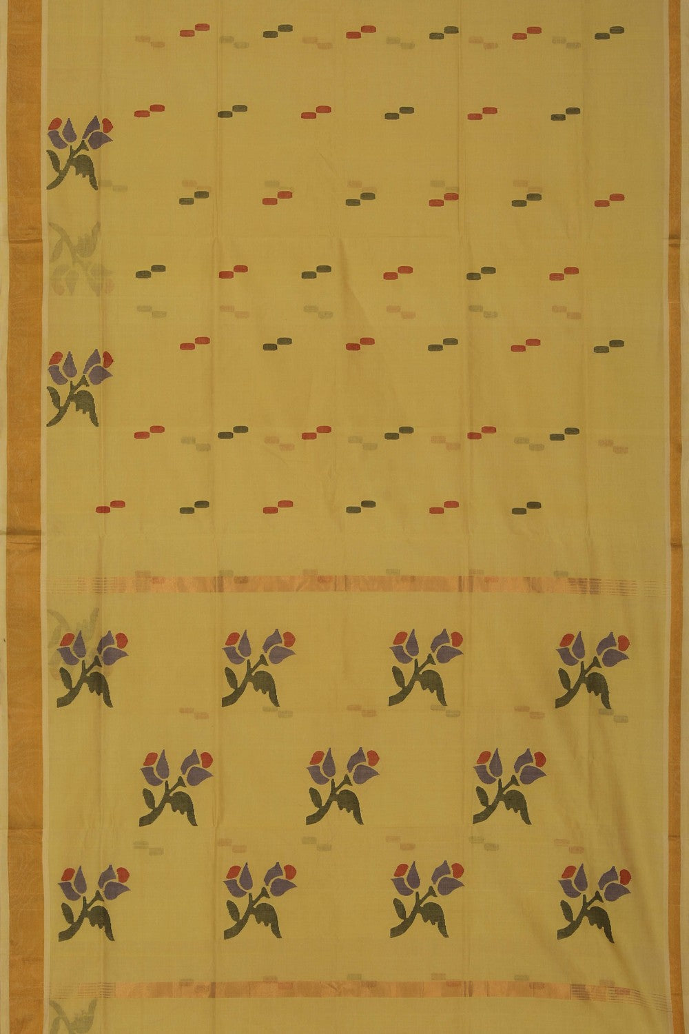 Image of Uppada Cotton Yellow Saree
