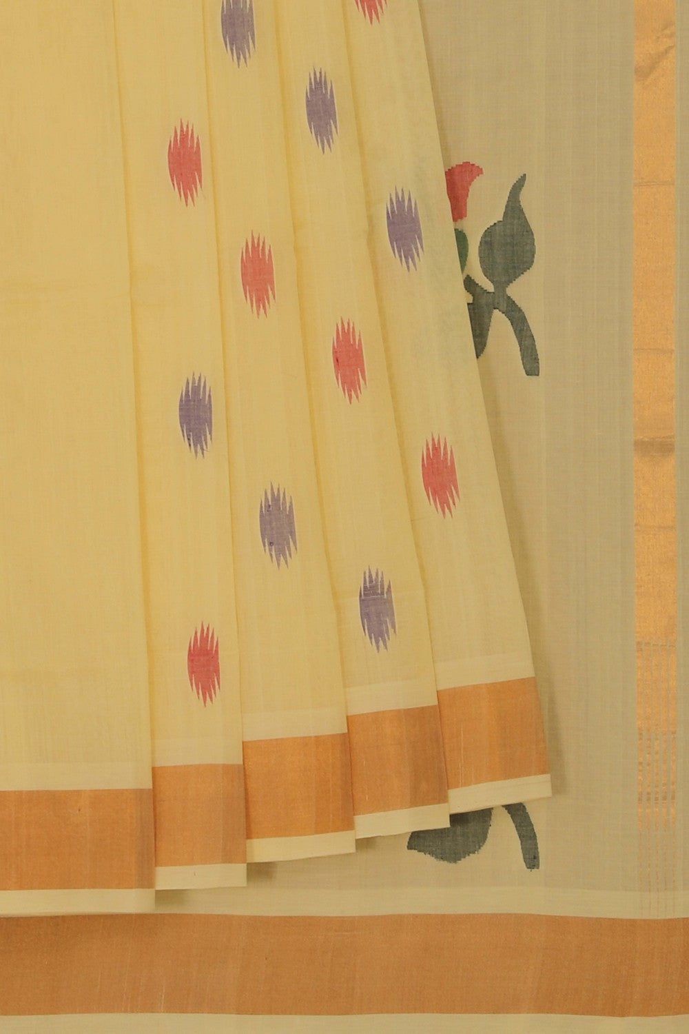 Image of Uppada Cotton Yellow Saree