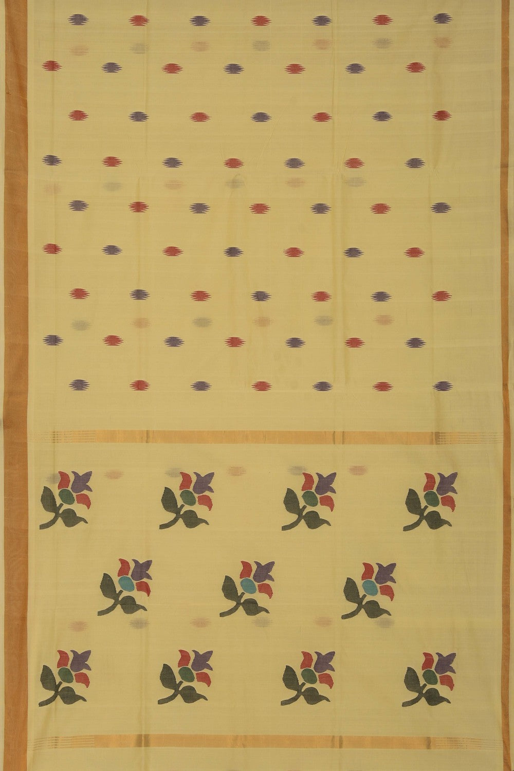 Image of Uppada Cotton Yellow Saree