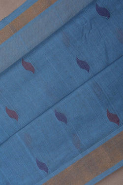 Image of Uppada Cotton Smoky Blue Saree