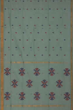 Image of Uppada Cotton Ice Blue Saree
