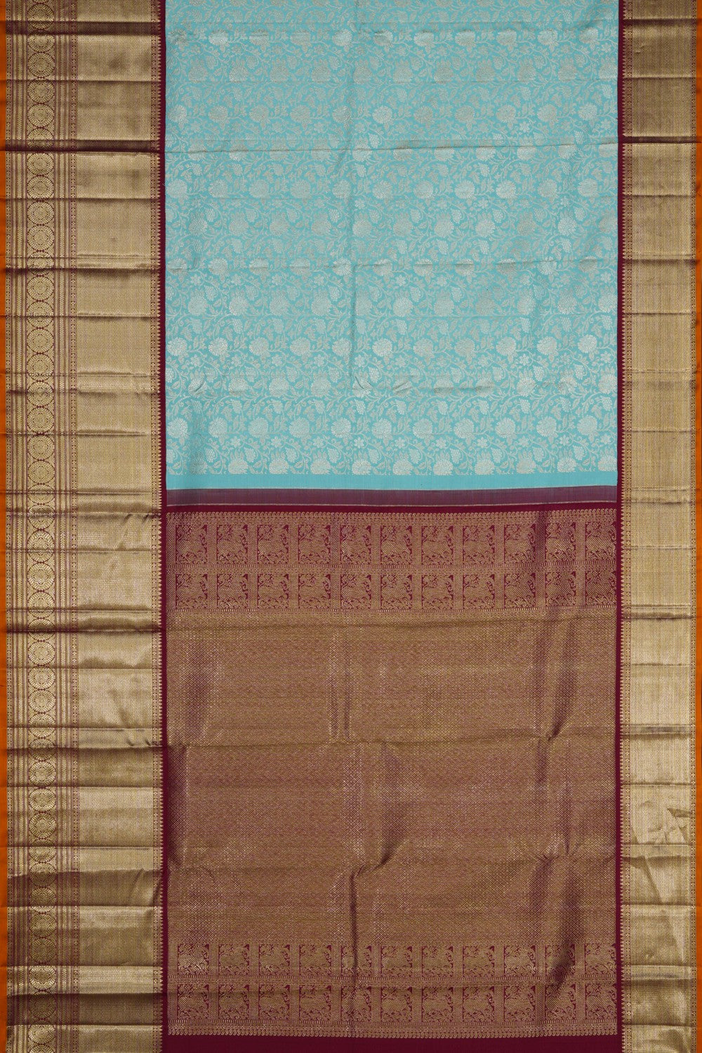 Image of Kanchipattu Brocade Turquoise Blue Saree