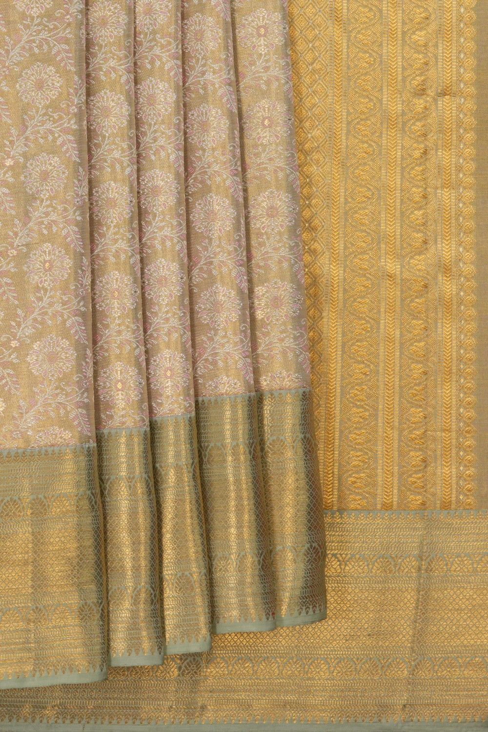 Kanchipattu Tissue Brocade Pista-Green Saree