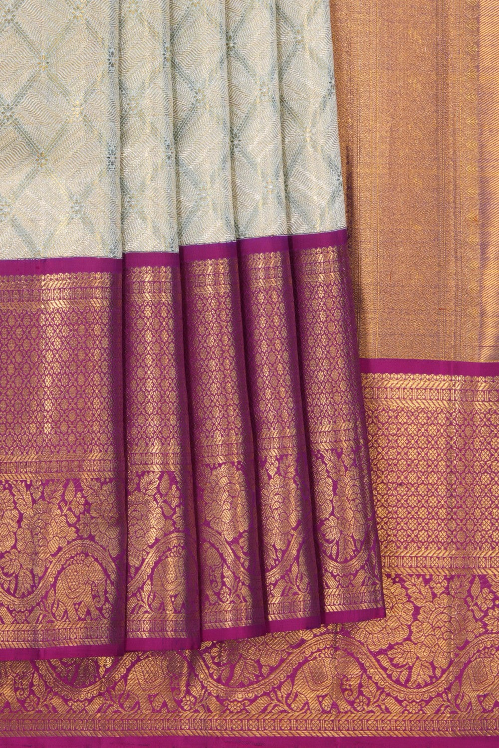 Kanchipattu Tissue Brocade Sea-Green Saree