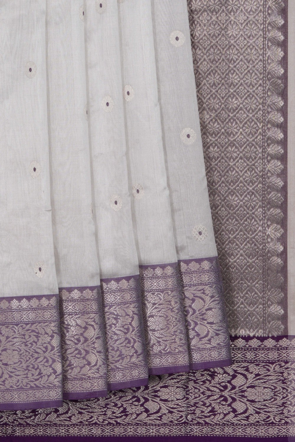 Chanderi Tissue Silk Silver Saree