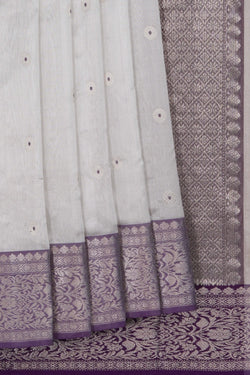 Image of Chanderi Tissue Silk Silver Saree
