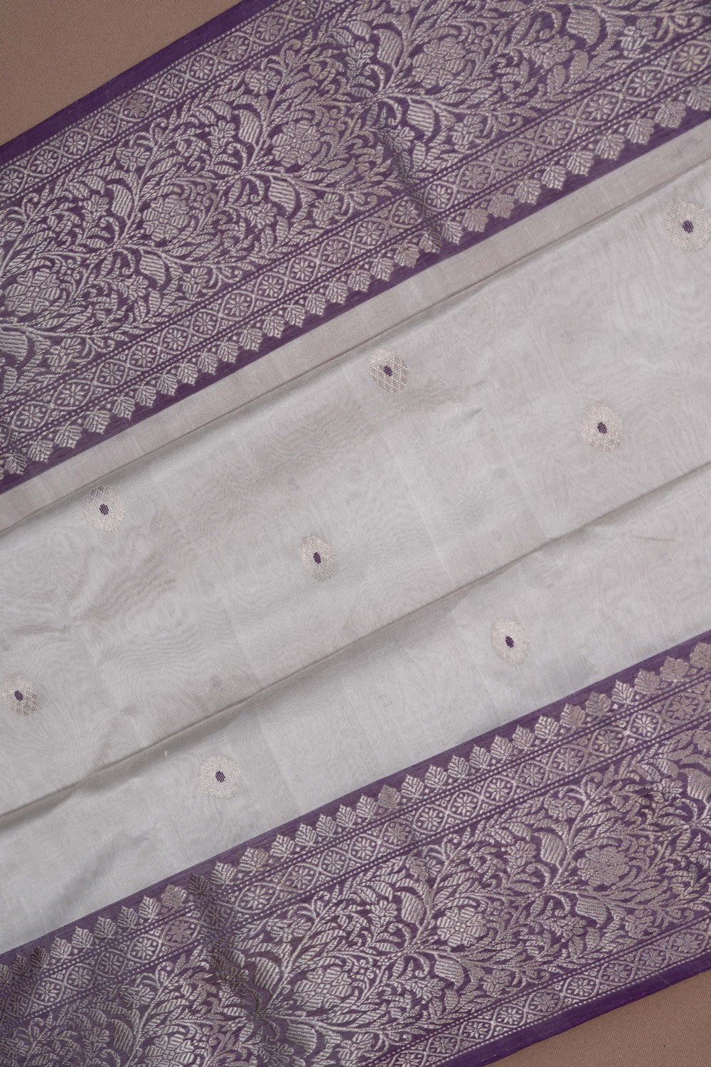 Chanderi Tissue Silk Silver Saree