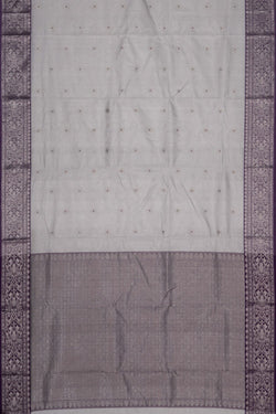 Image of Chanderi Tissue Silk Silver Saree