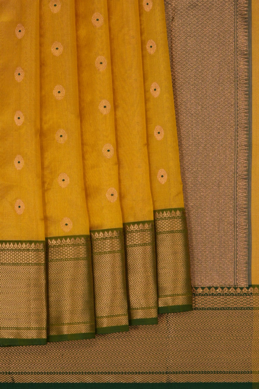 Image of Chanderi Tissue Silk Gold-Yellow Saree
