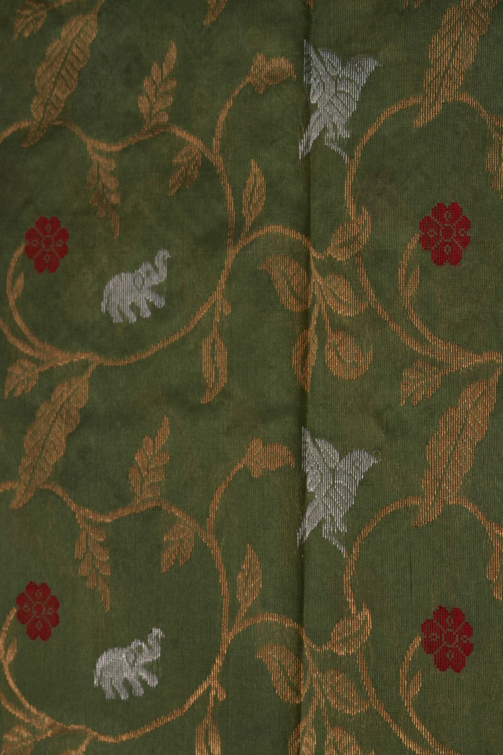 Image of Chanderi Silk Brocade Green Saree