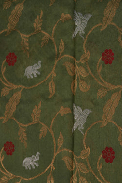 Image of Chanderi Silk Brocade Green Saree