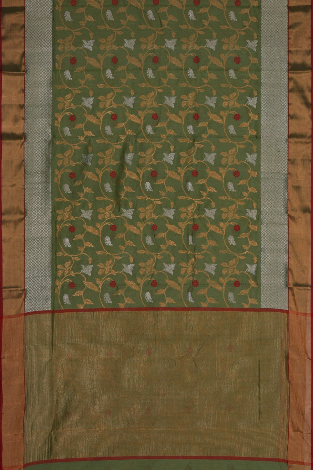 Image of Chanderi Silk Brocade Green Saree