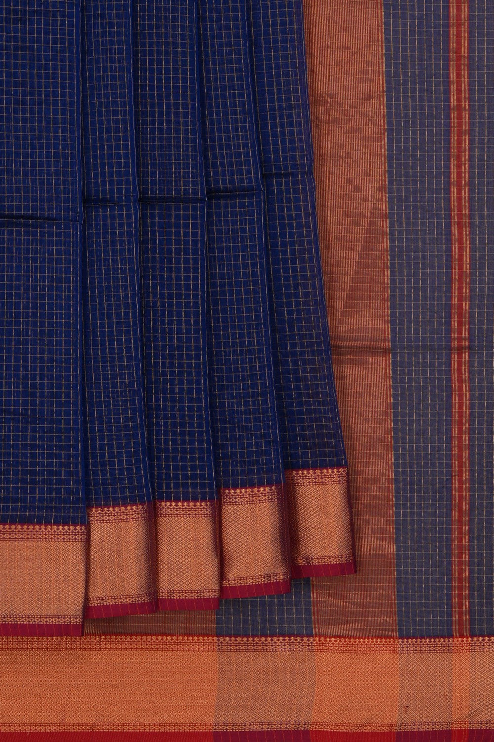A Navy Blue Kattam Saree